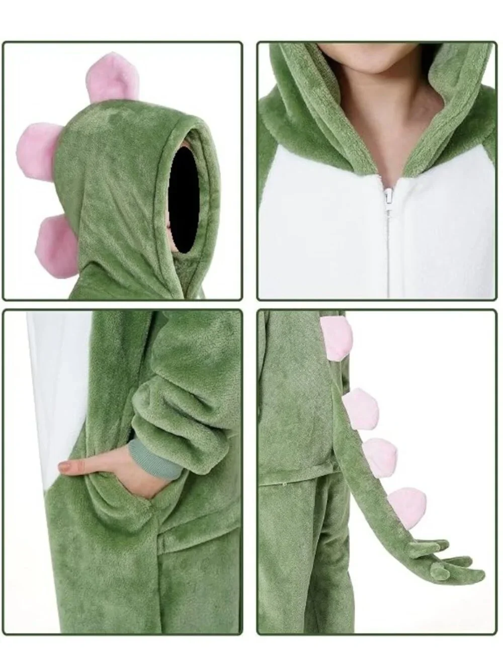 New: Dinosaur Onesie - Sage Green/Pink (5-6 Years)